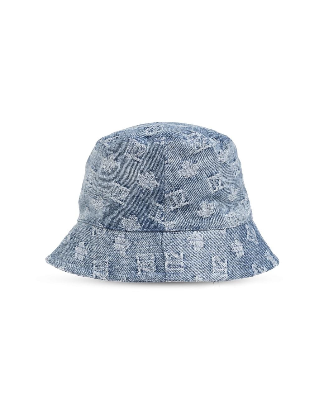 DSquared² Blue Monogram Logo Patch Bucket Hat for men