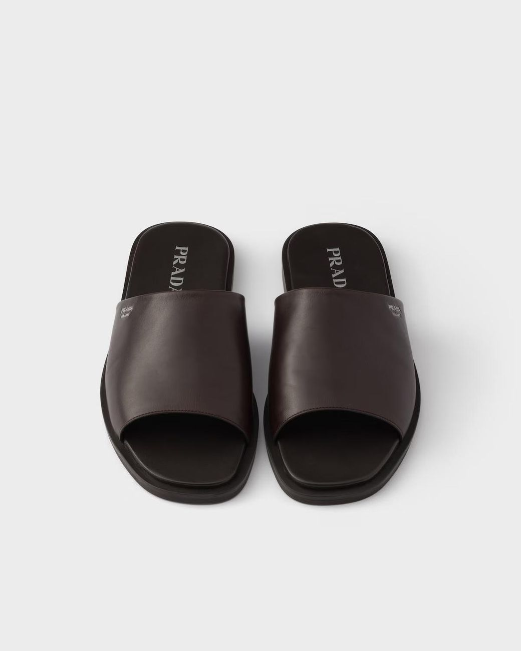 Prada Brown Open-Toe Slides for men