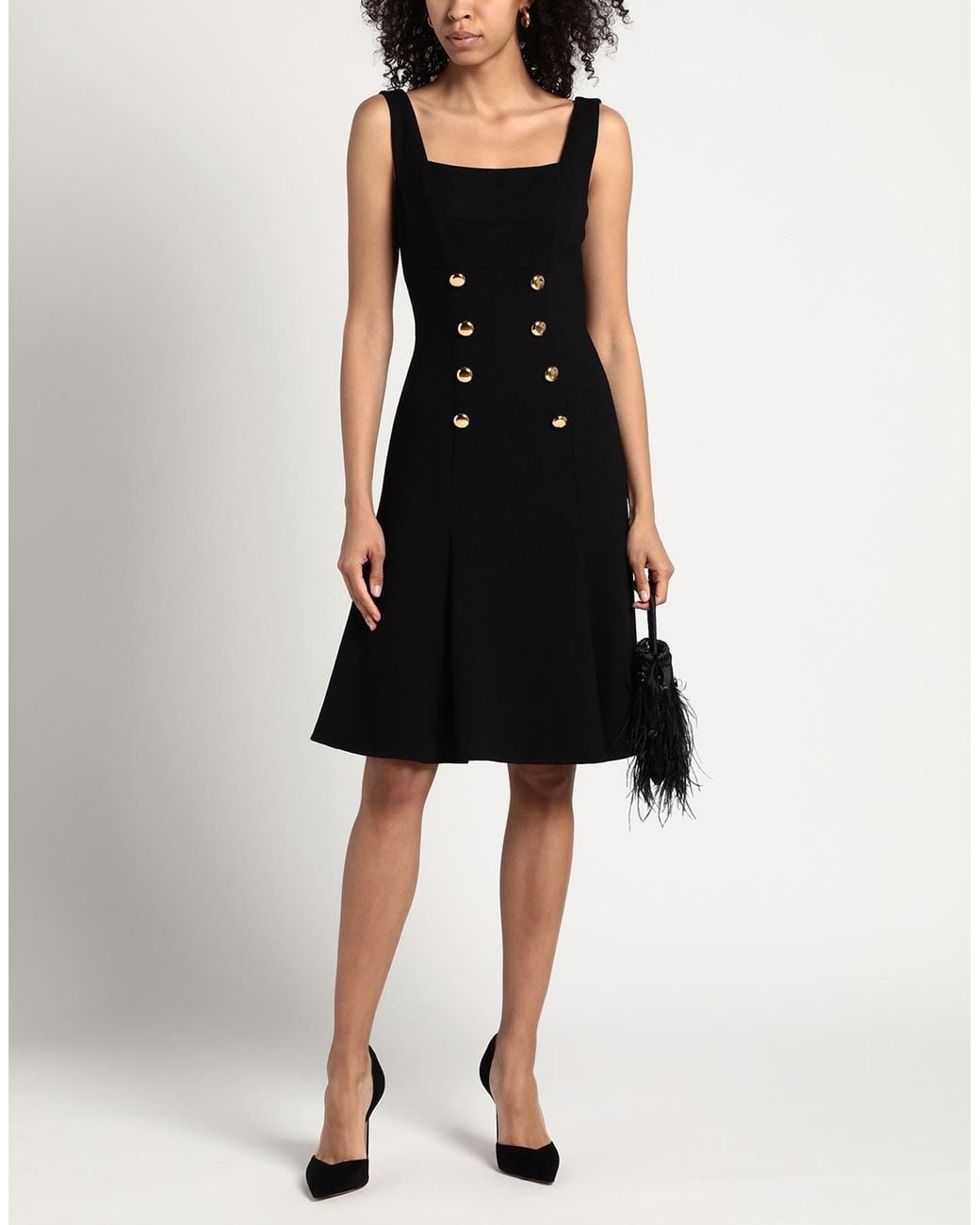 Dolce & Gabbana Black Sleeveless Ruched Dress