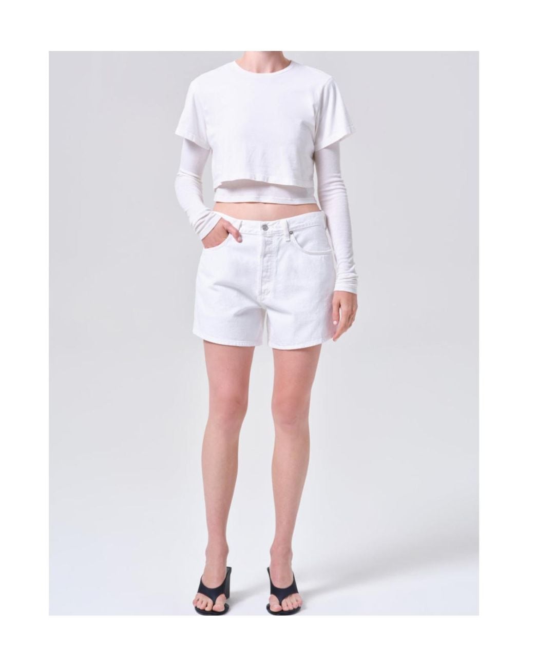 Agolde White Leith Short