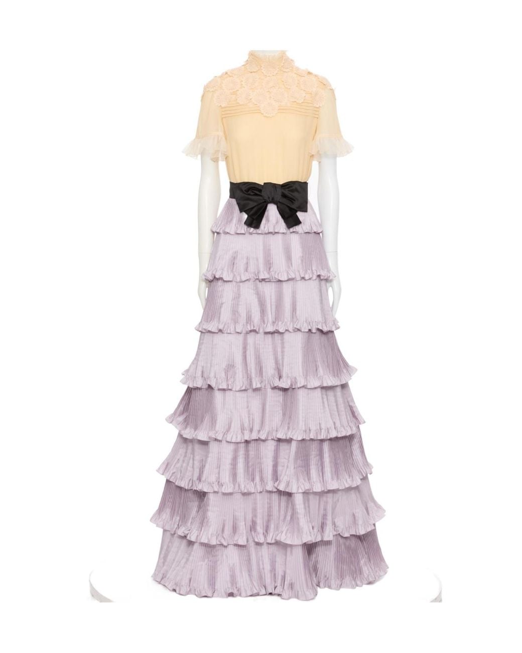 Valentino Purple High Collar Short Sleeve Dress