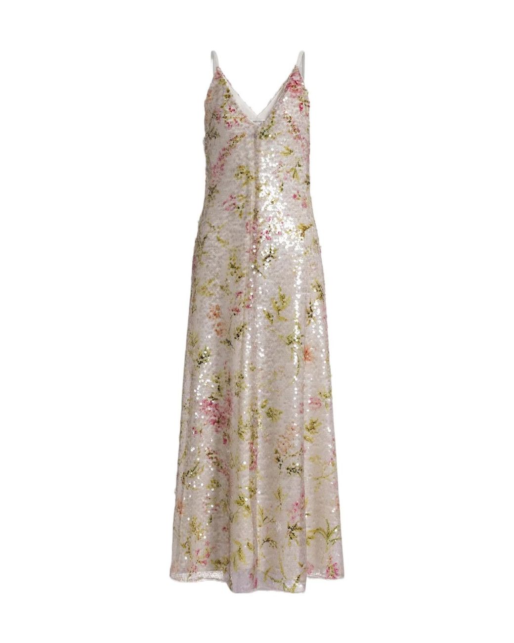 Alberta Ferretti Natural V-Neck Dress