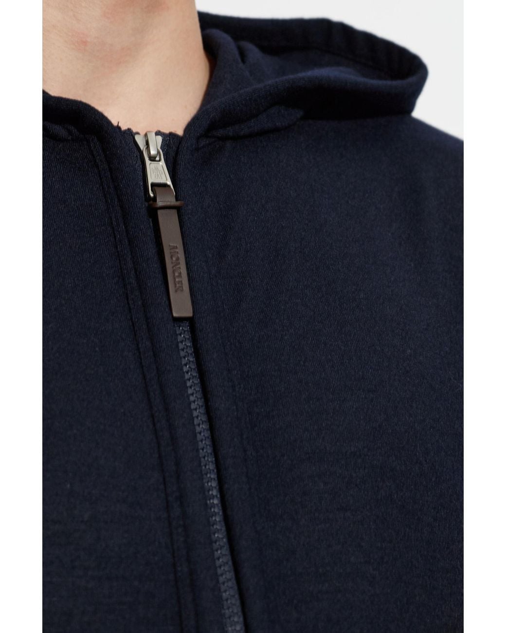 Moncler Blue Logo Patch Zip-Up Hoodie for men