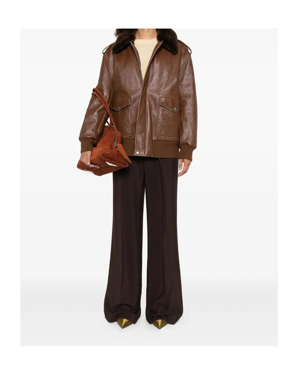 Prada Brown Nappa Leather Bomber Jacket