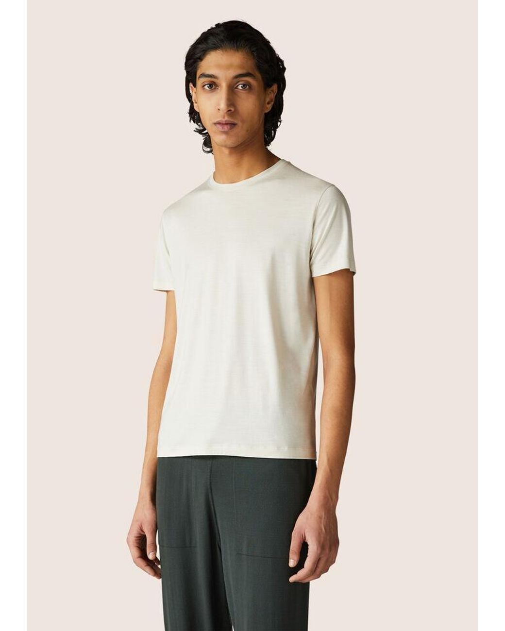 Loro Piana White First-Shear Wool Knit T-Shirt for men