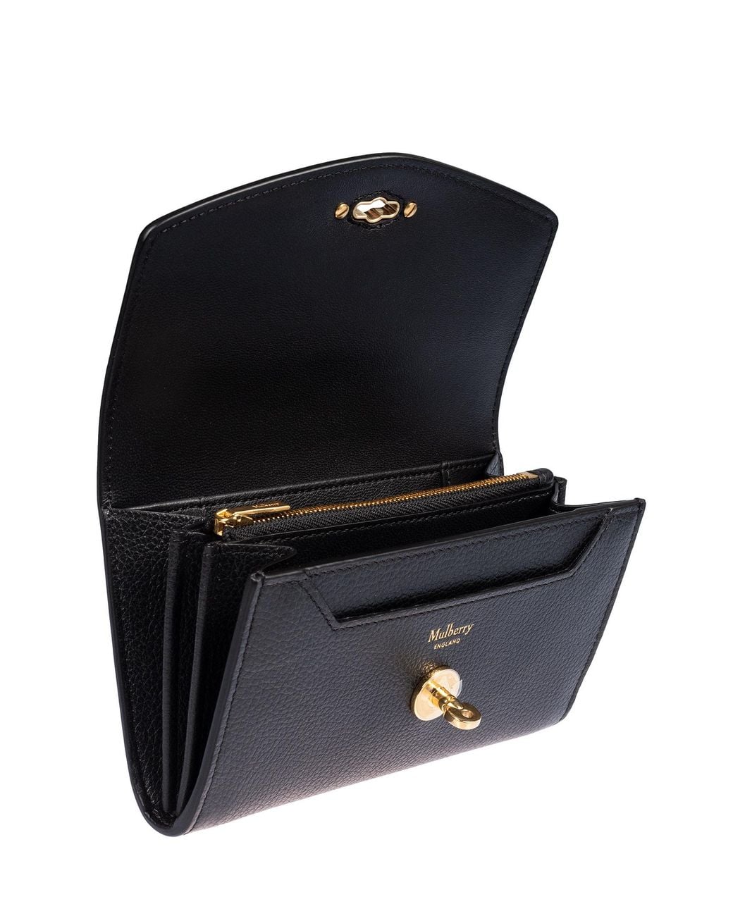 Mulberry Black Darley Logo Engraved Medium Wallet