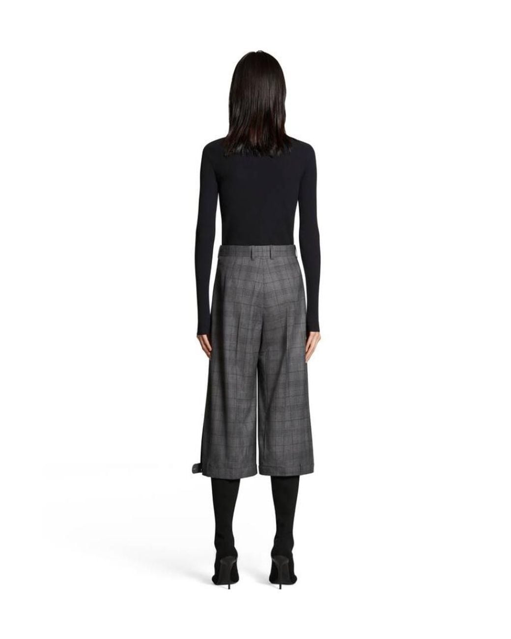 Balenciaga Gray Checked Deconstructed Long Shorts
