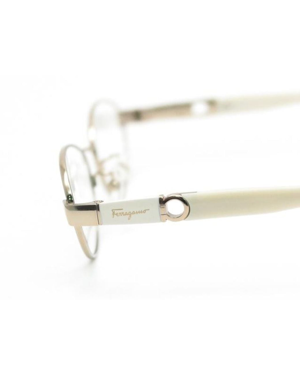 Ferragamo White Logo Clear Lens Glasses
