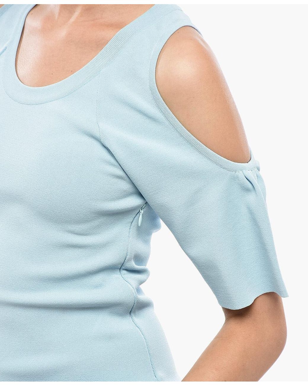 Stella McCartney Blue Fitted Cold-Shoulder Dress