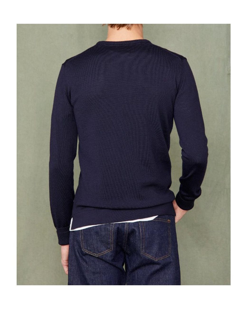 Officine Generale Blue Officine Générale Crew Neck Knitted Sweater for men