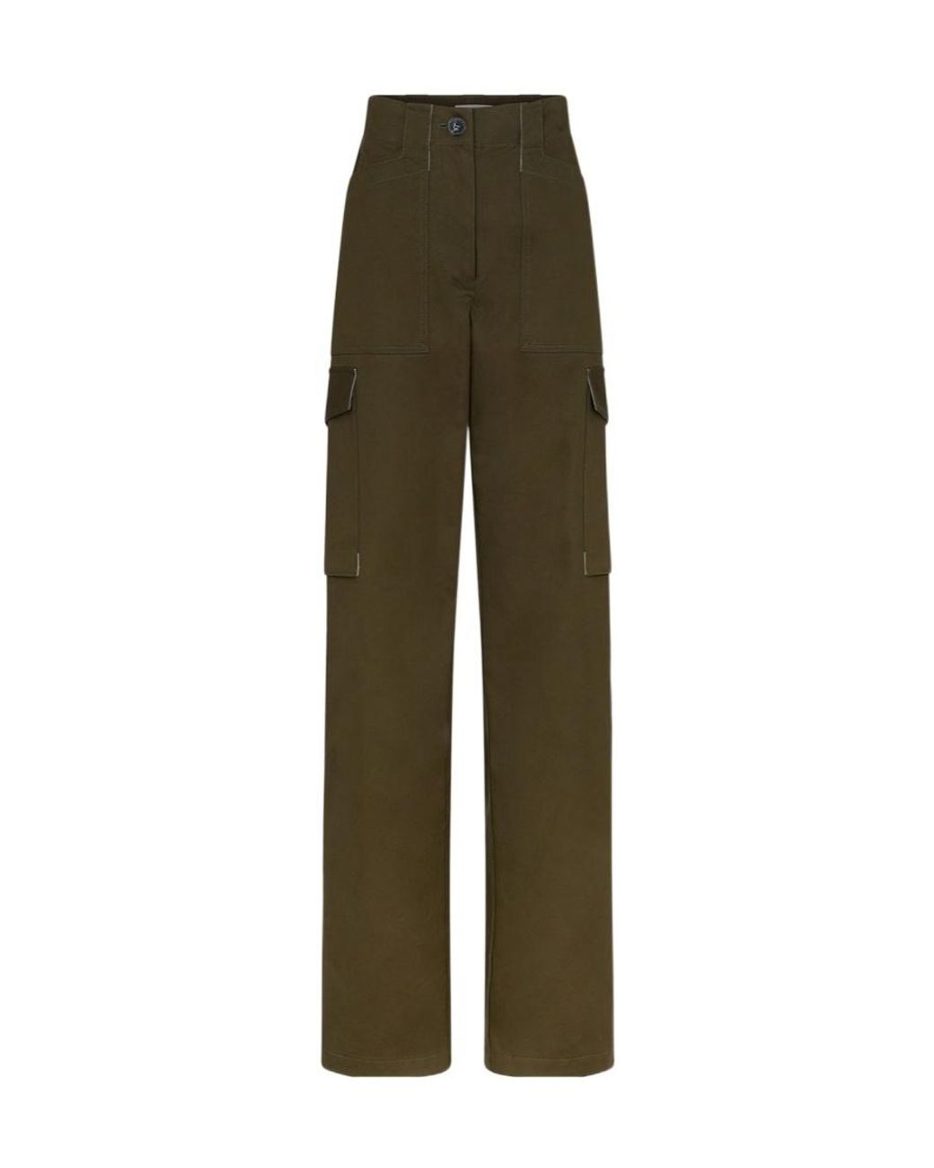 Rabanne Green Mid Rise Straight Leg Pants