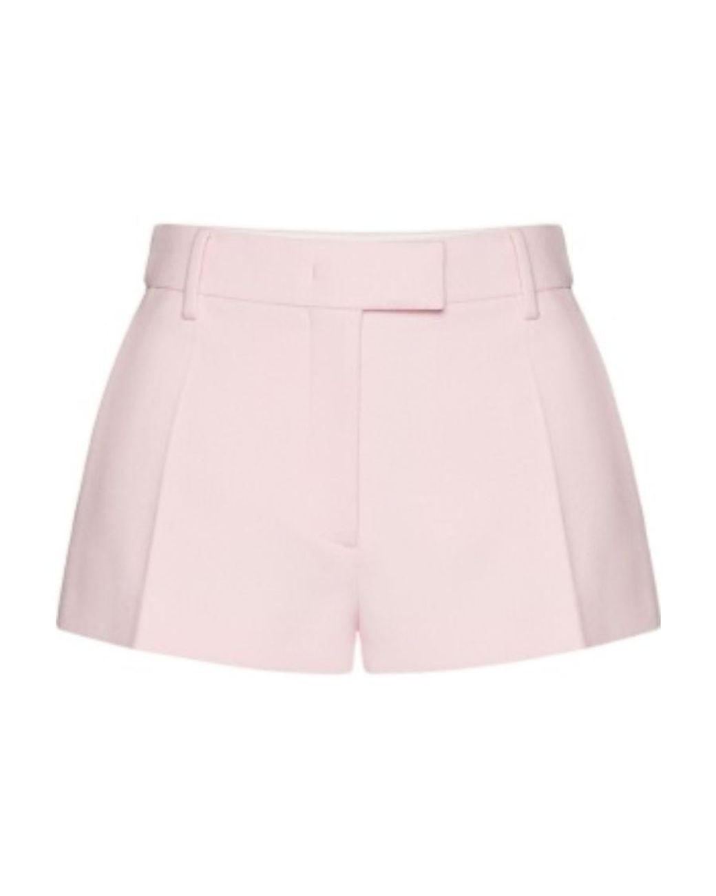 Valentino Pink Pleated Zipper Wool Shorts