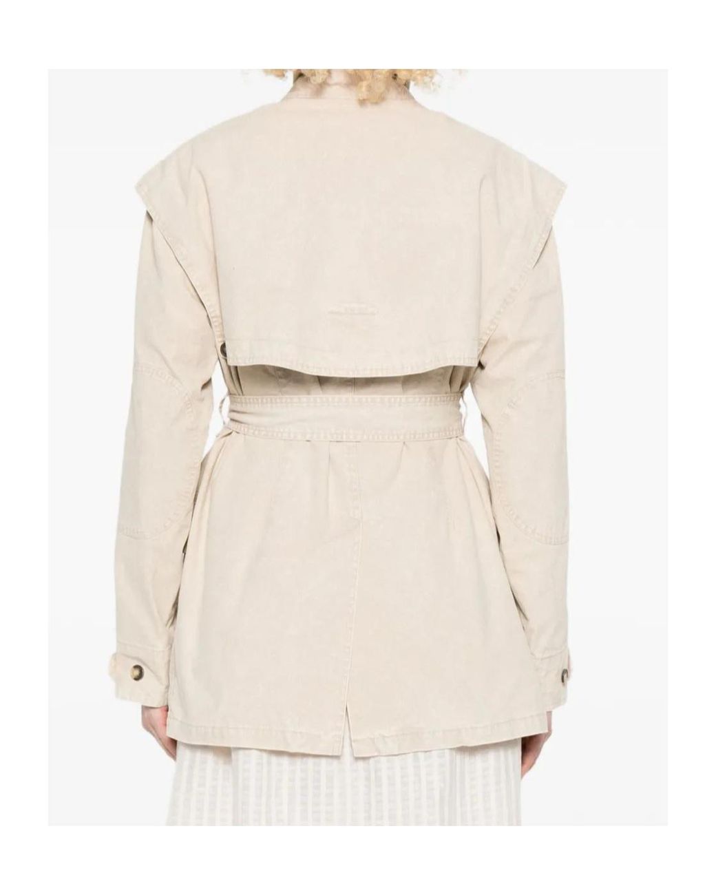 Isabel Marant Natural Belted Flap-Pocket Jacket