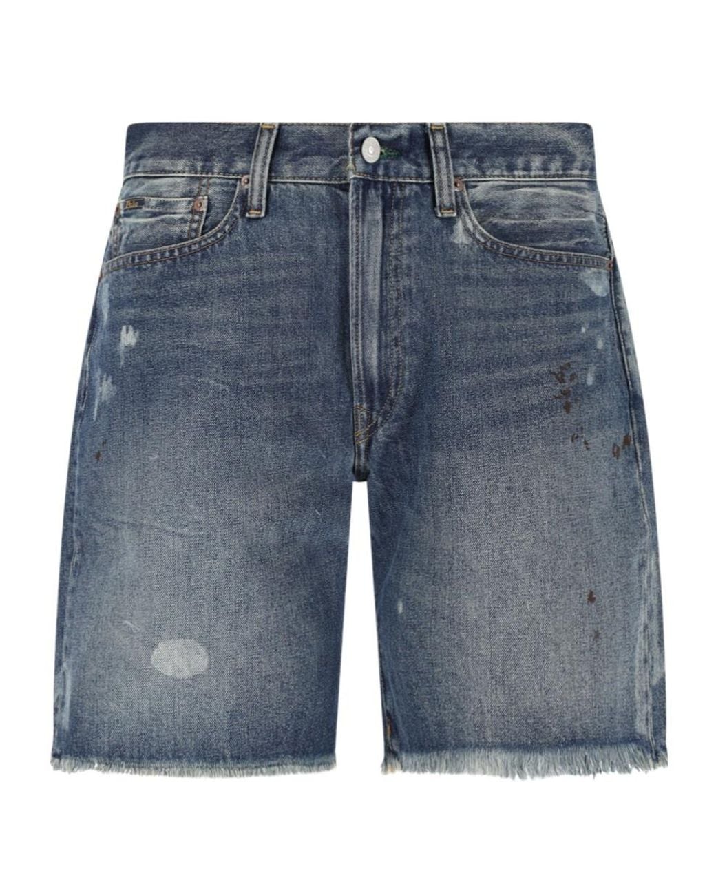 Polo Ralph Lauren Paint Splatter Detailed Denim Shorts in Blue for