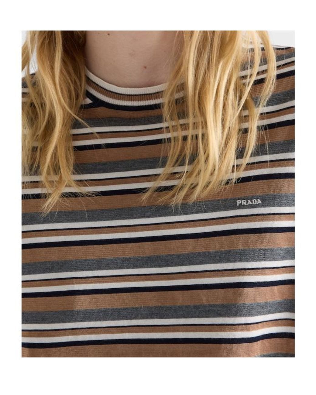 Prada Multicolor Short-Sleeved Striped Jersey T-Shirt
