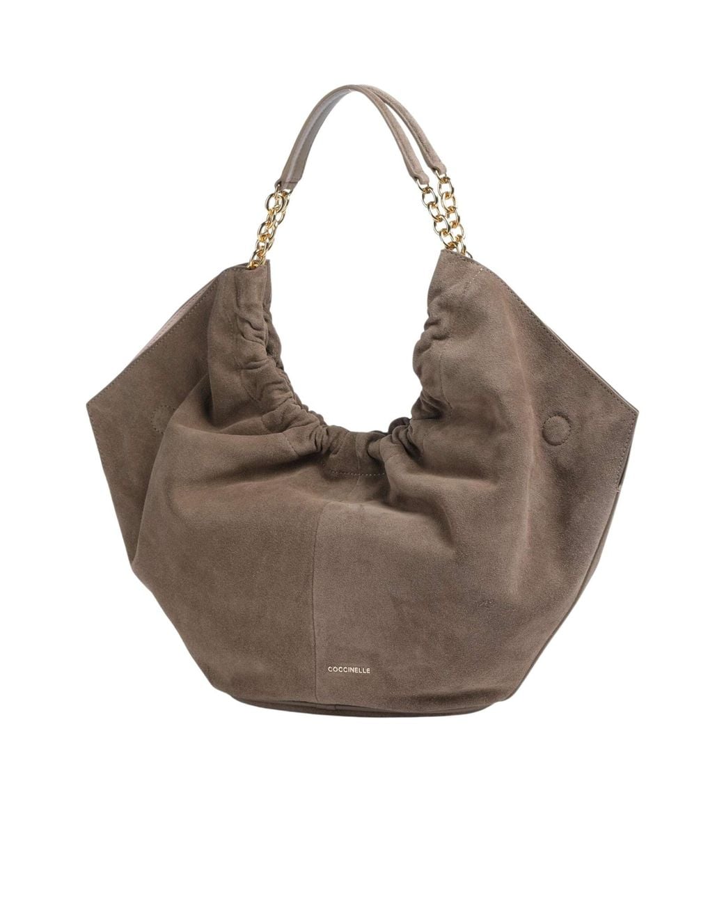 Coccinelle Brown Embossed-Logo Suede Tote Bag