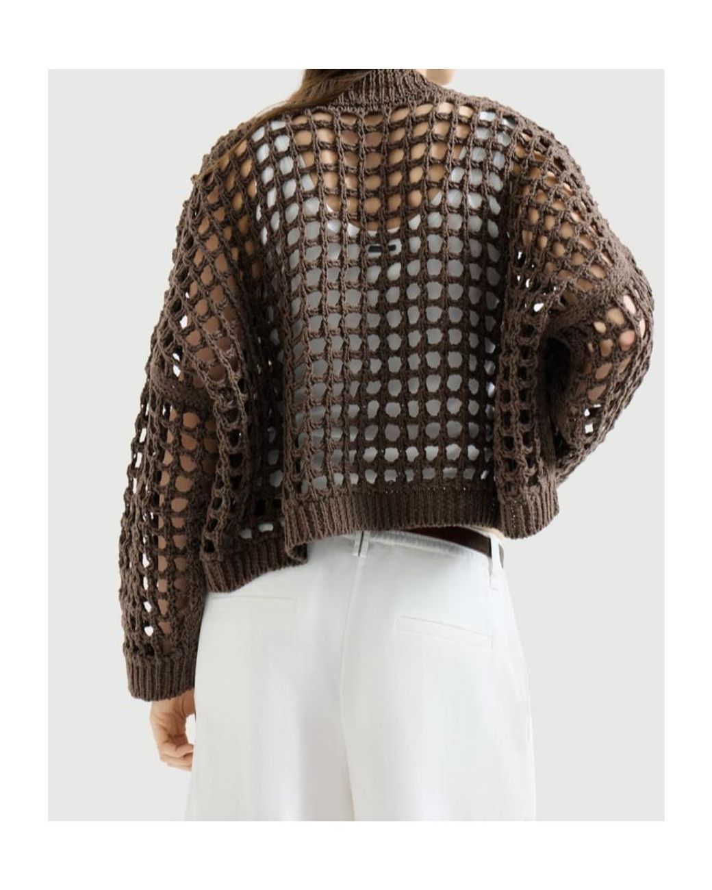 Brunello Cucinelli Black Jute And Cotton Net Cardigan