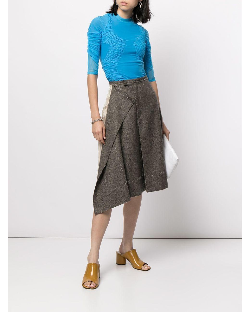 Maison Margiela Gray Deconstructed Striped Bermuda Shorts