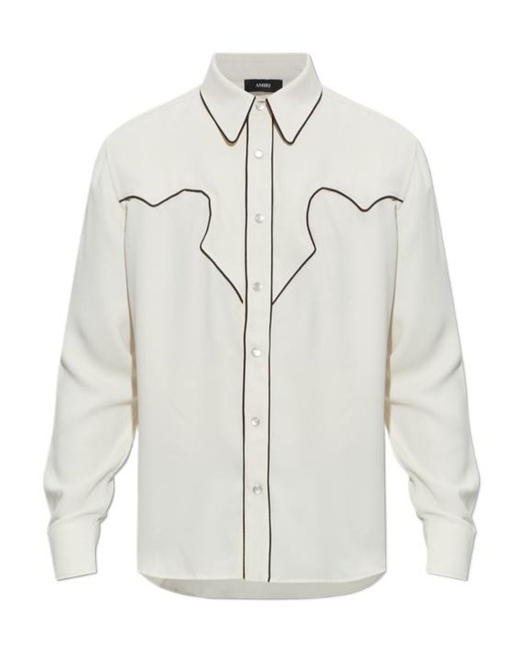 Amiri White Contrast Piped Western Shirt for men