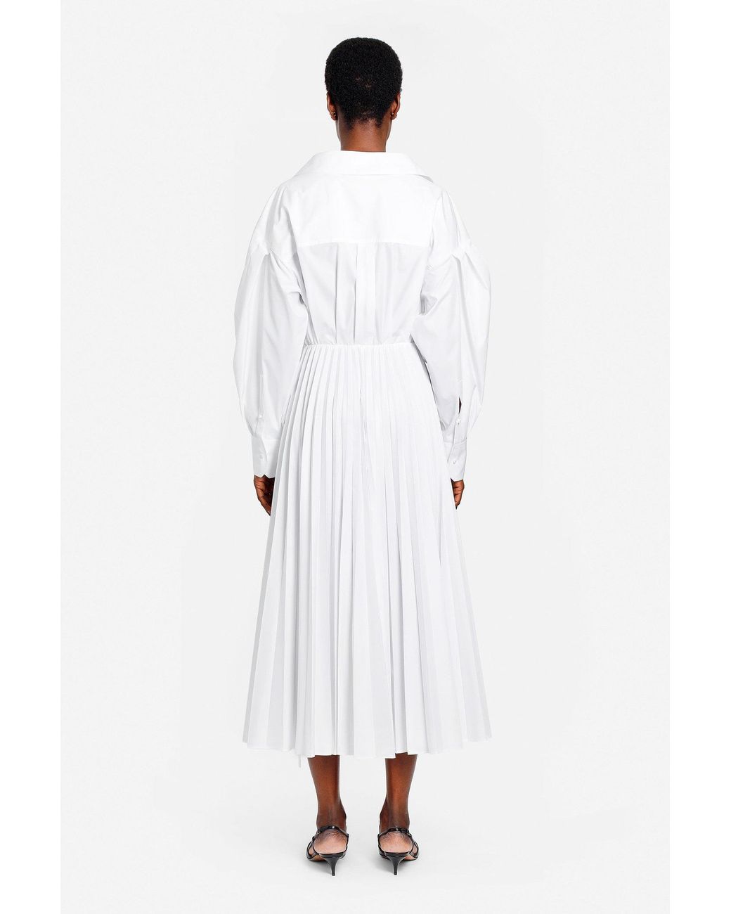 Valentino White Wrap Pleated Shirt Dress