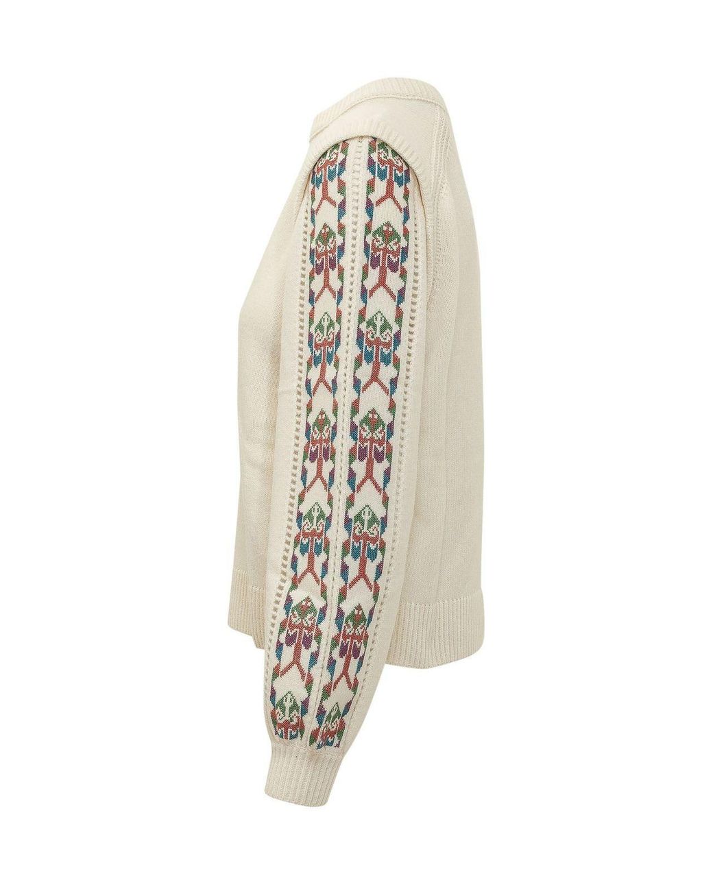 Ba&sh Natural Elda Patterned Sleeve Knitted Sweater