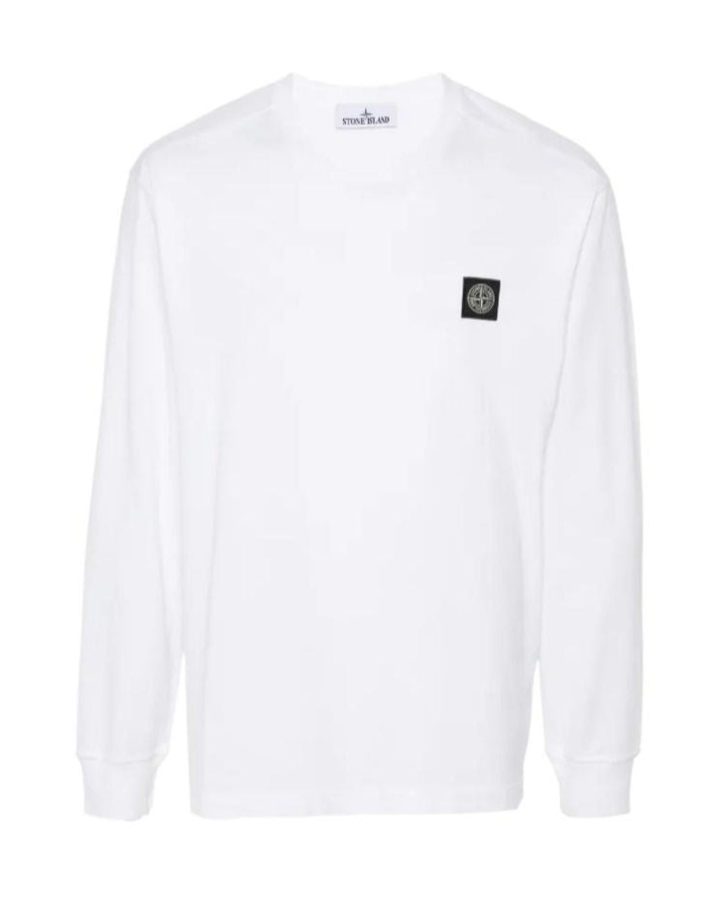 Stone Island White Logo Patch Long-Sleeve T-Shirt for men