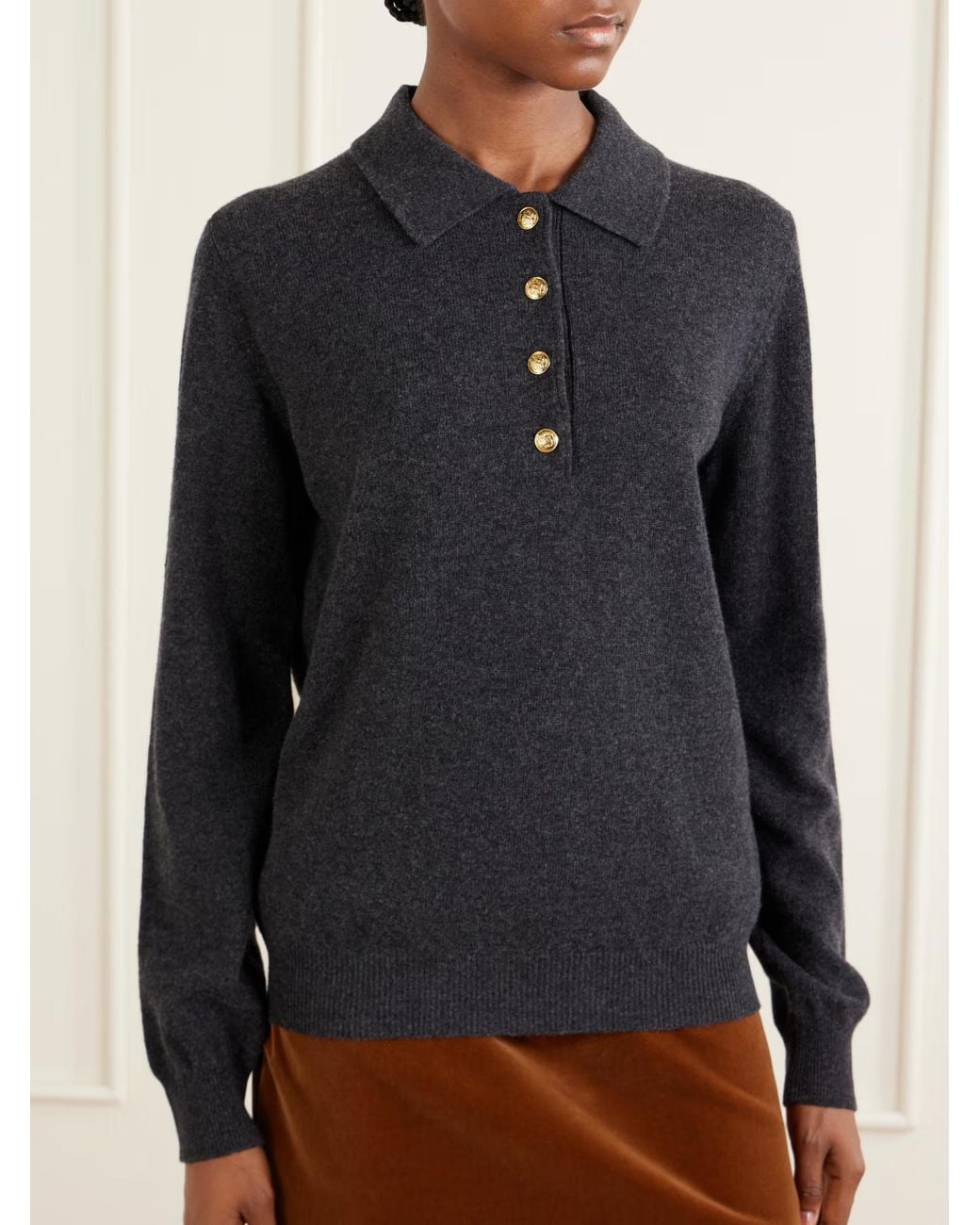 Blazé Milano Black Highland Wool And Cashmere Blend Polo Collar Sweater