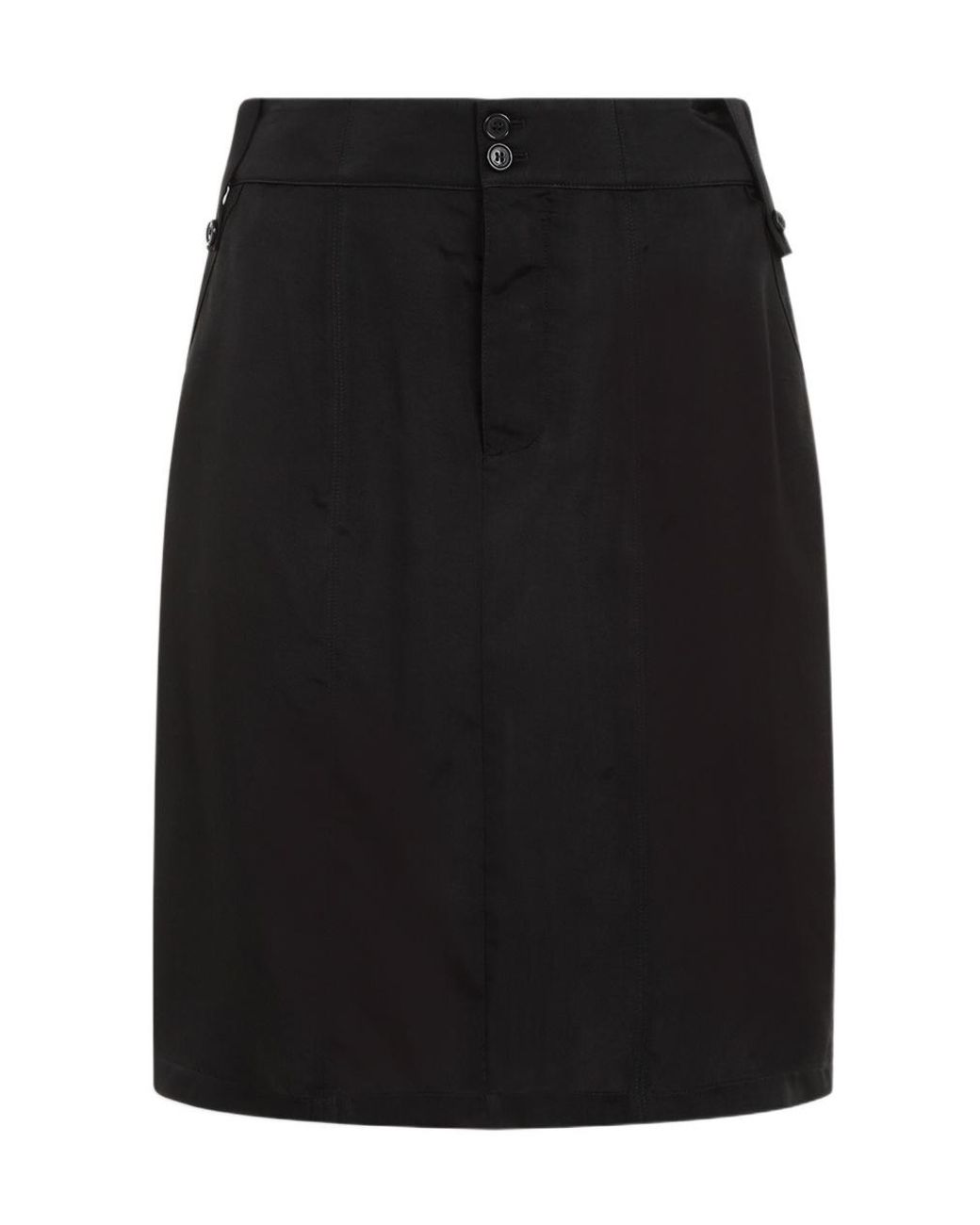 Saint Laurent Black Button Detailed Pencil Skirt