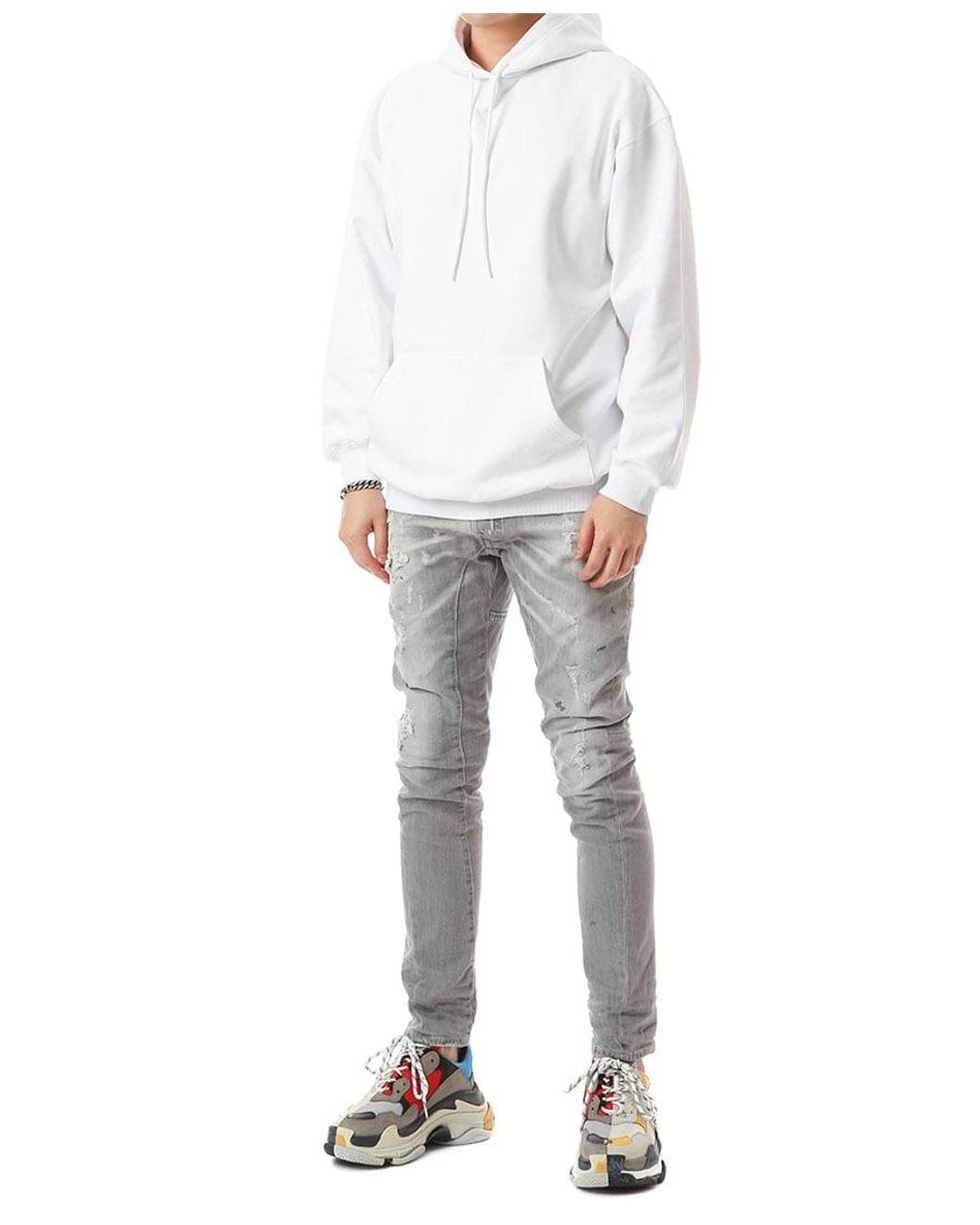 Balenciaga White Felpa Con Cappuccio
