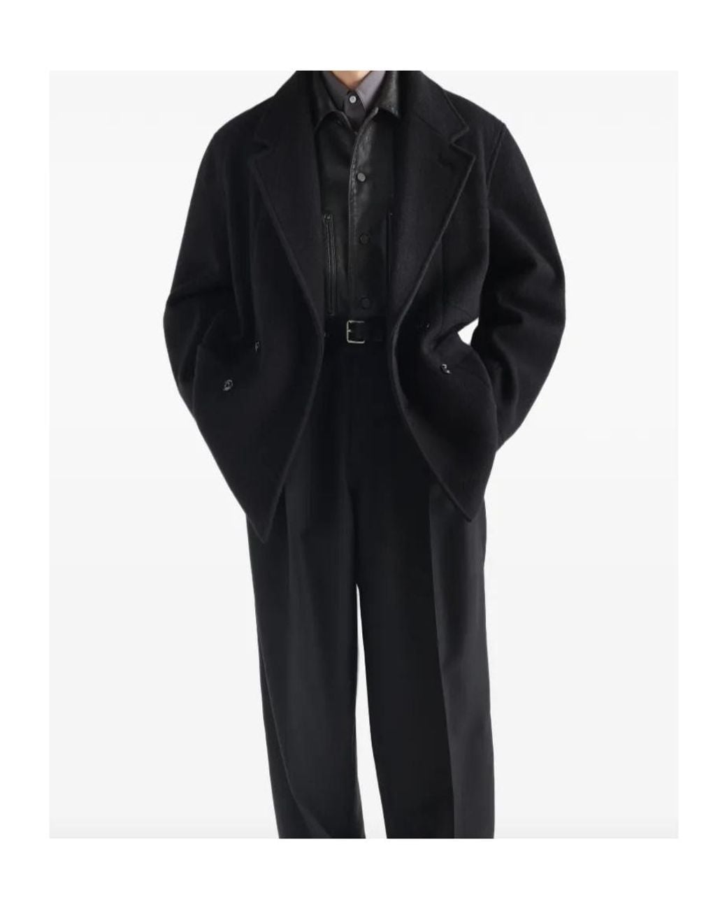 Lemaire Blue Short Double-Breasted Coat for men