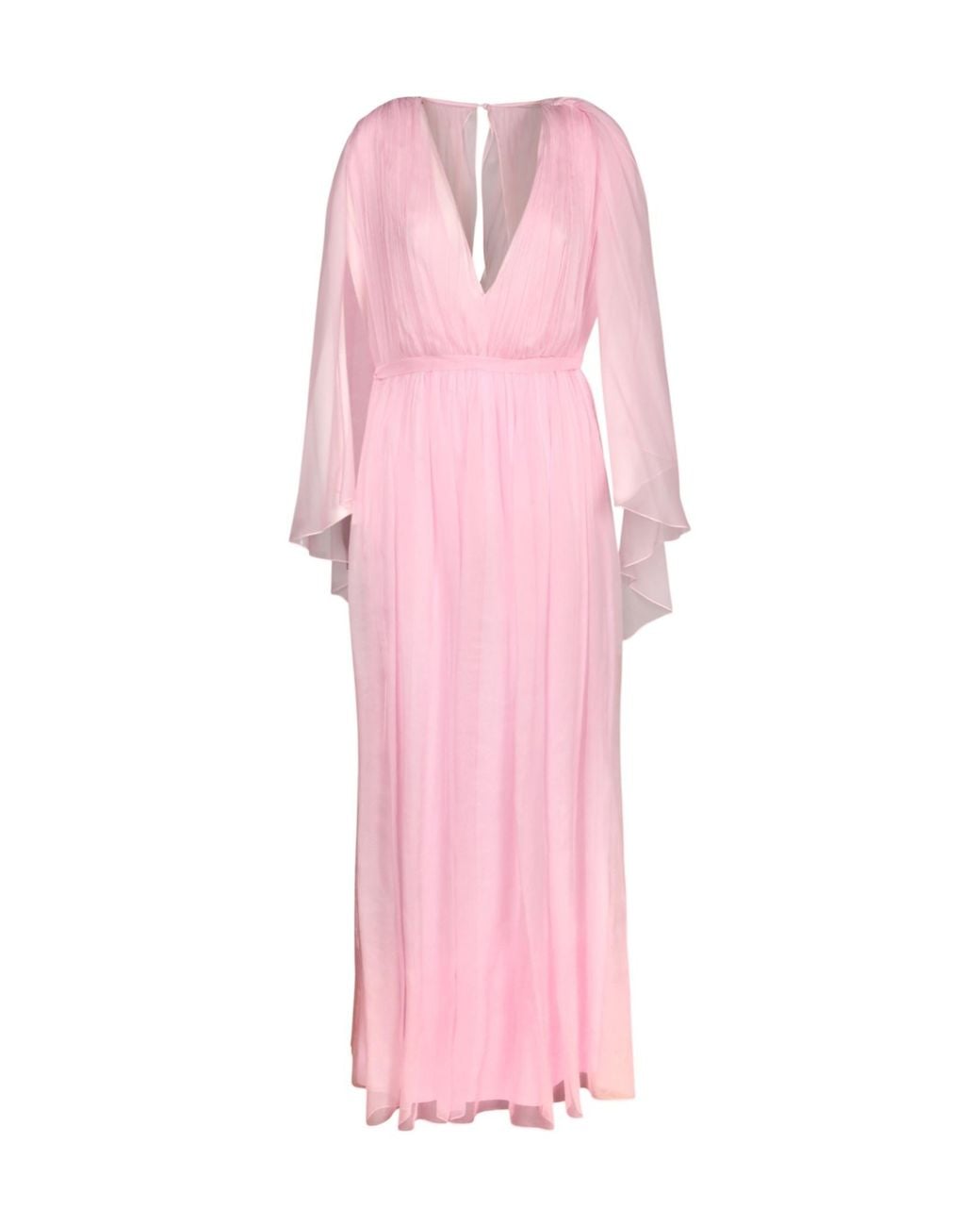 Alberta Ferretti Pink V-Neckline Long Chiffon Dress