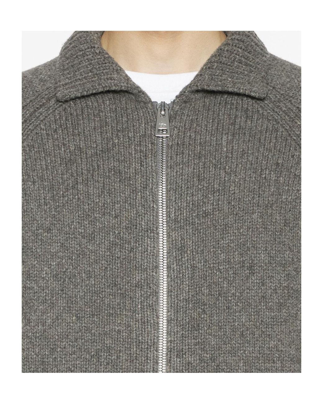 Maison Kitsuné Gray Maison Kitsuné College Knitted Jacket for men