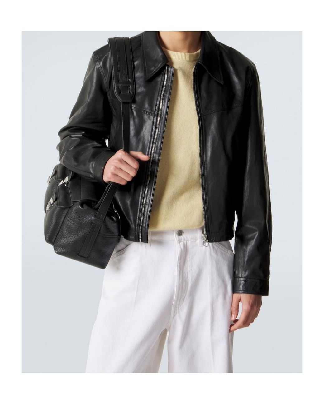 Lemaire Black Leather Blouson Jacket for men