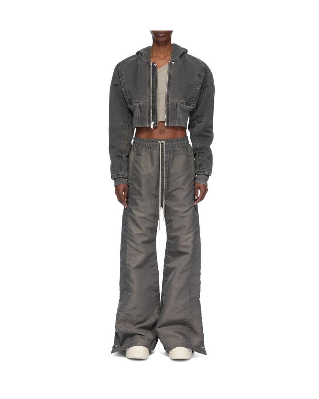 Rick Owens Gray Cropped Bomber Jacket