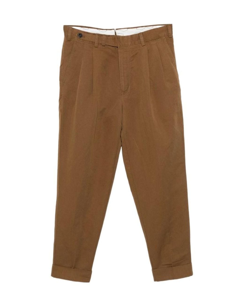PT01 Brown Cuffed Trousers for men
