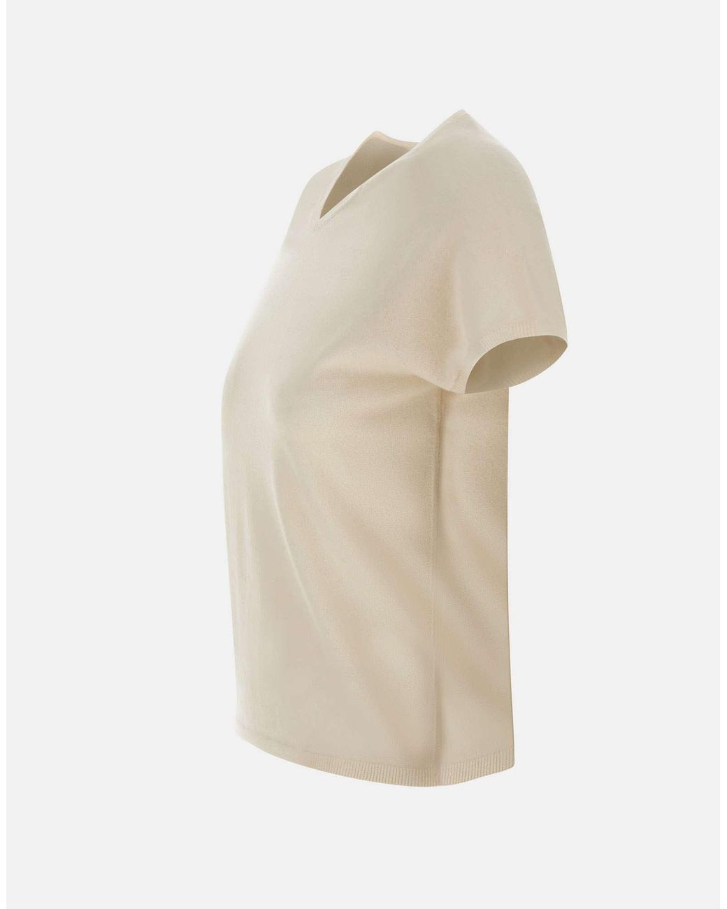 Vince White Short Sleeve V-Neck Knitted Top