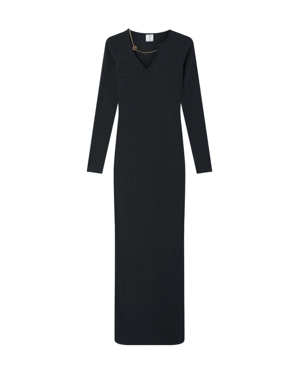 Casablanca Black Ribbed Jewellery Maxi Dress