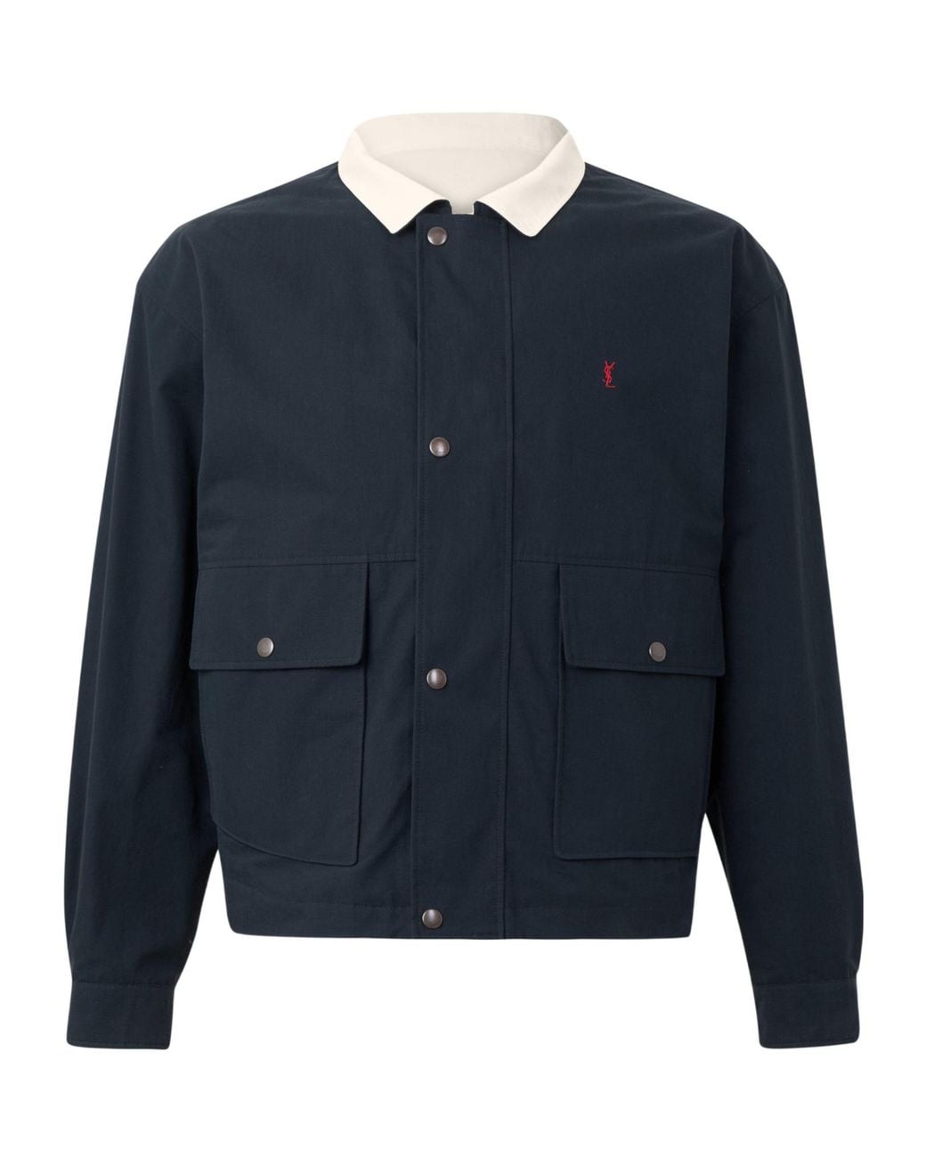 Saint Laurent Blue Simple Collar Jacket for men