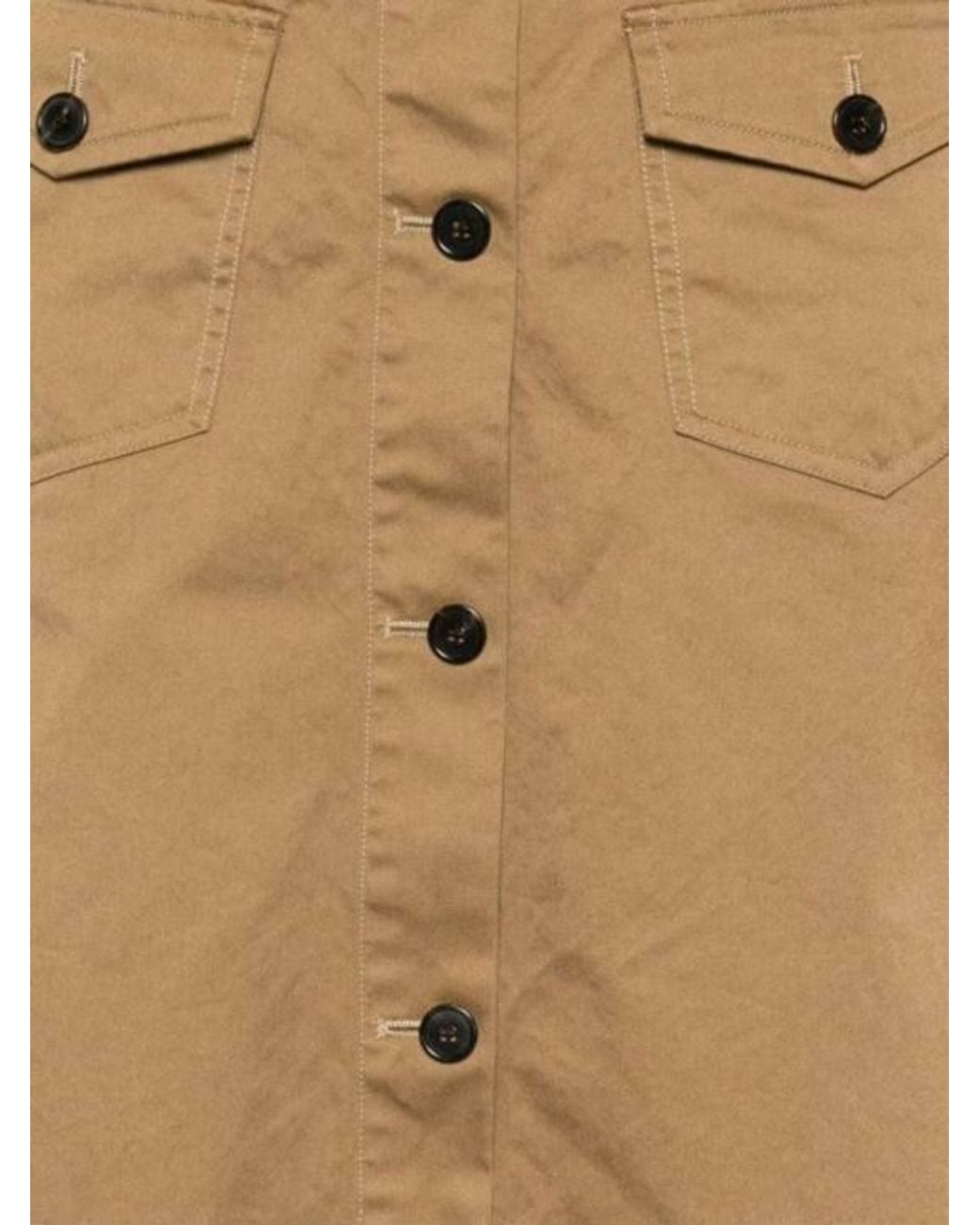 Saint Laurent Natural Twill Midi Skirt