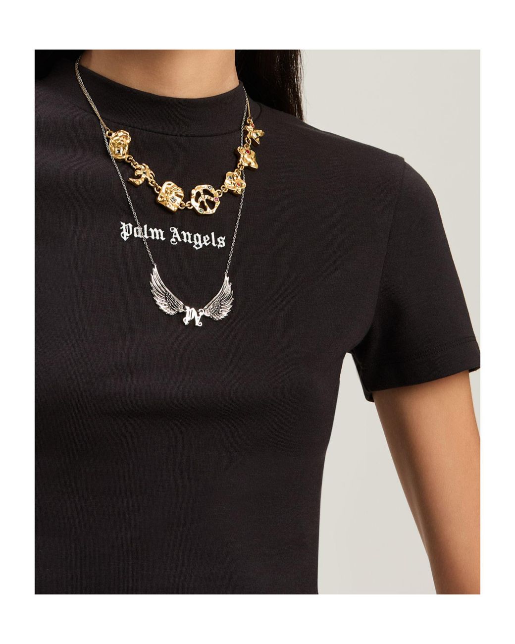 Palm Angels Black Logo Embroidered Short-Sleeved T-Shirt