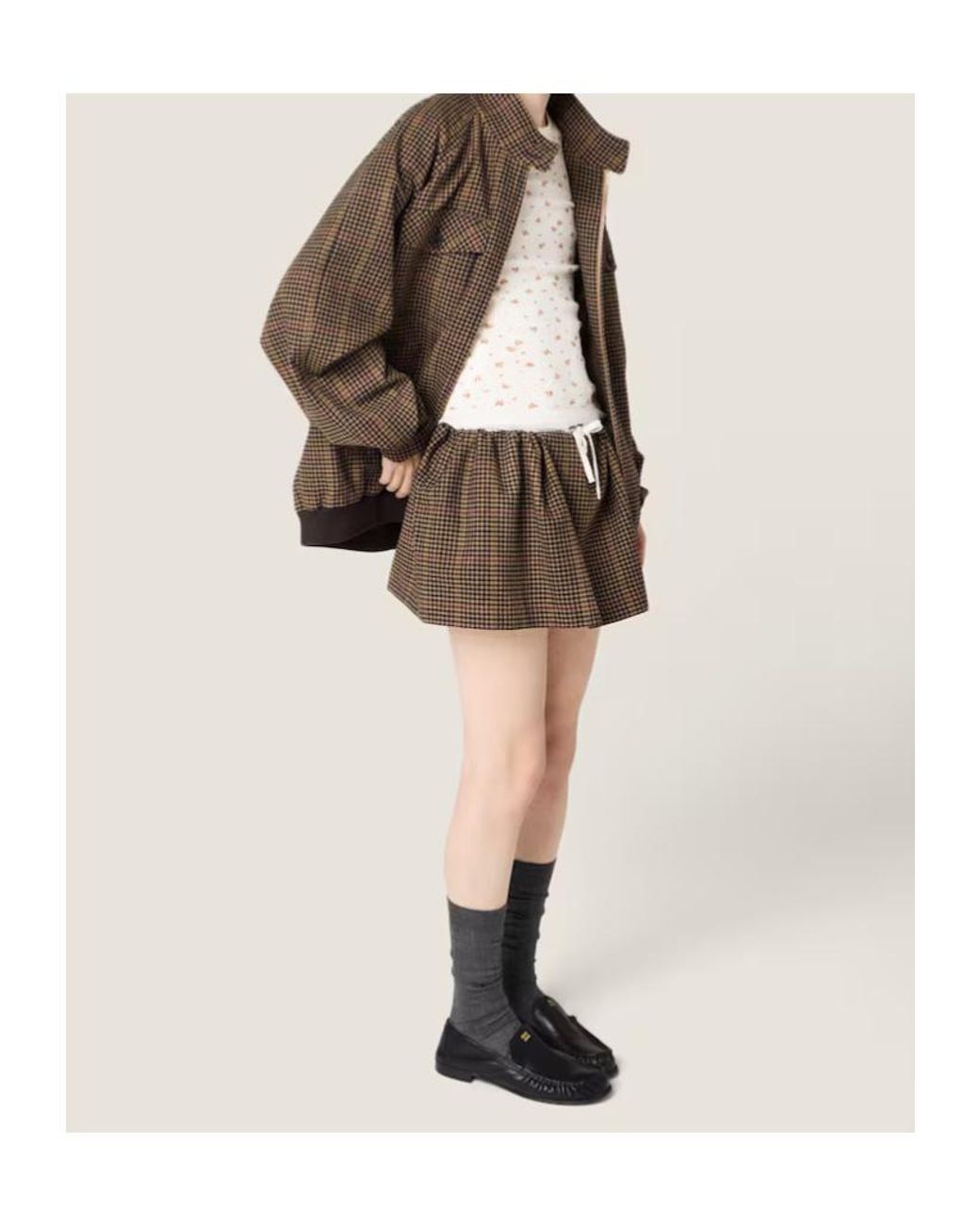 Miu Miu Multicolor Checked Mini Skirt