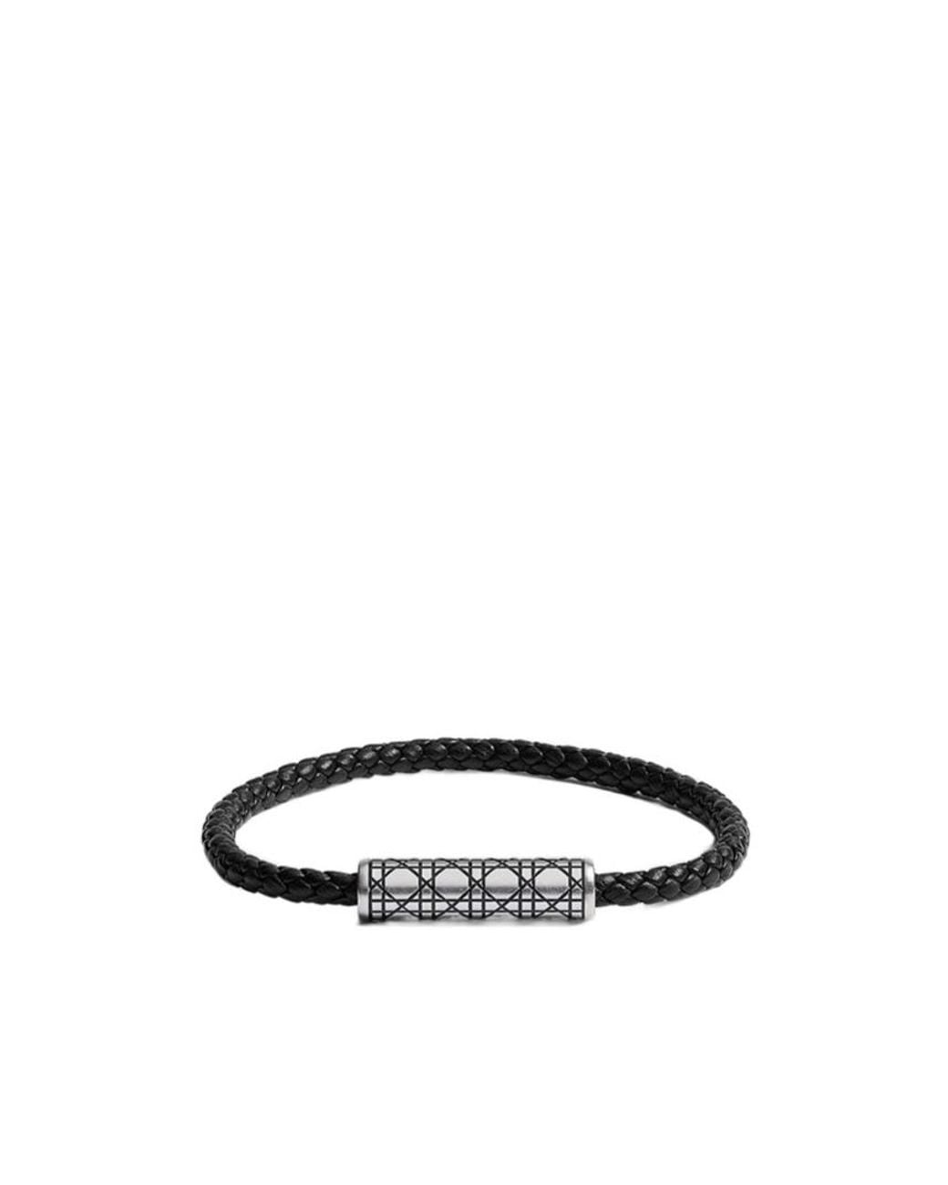 Dior White Cannage Woven Leather Bracelet for men