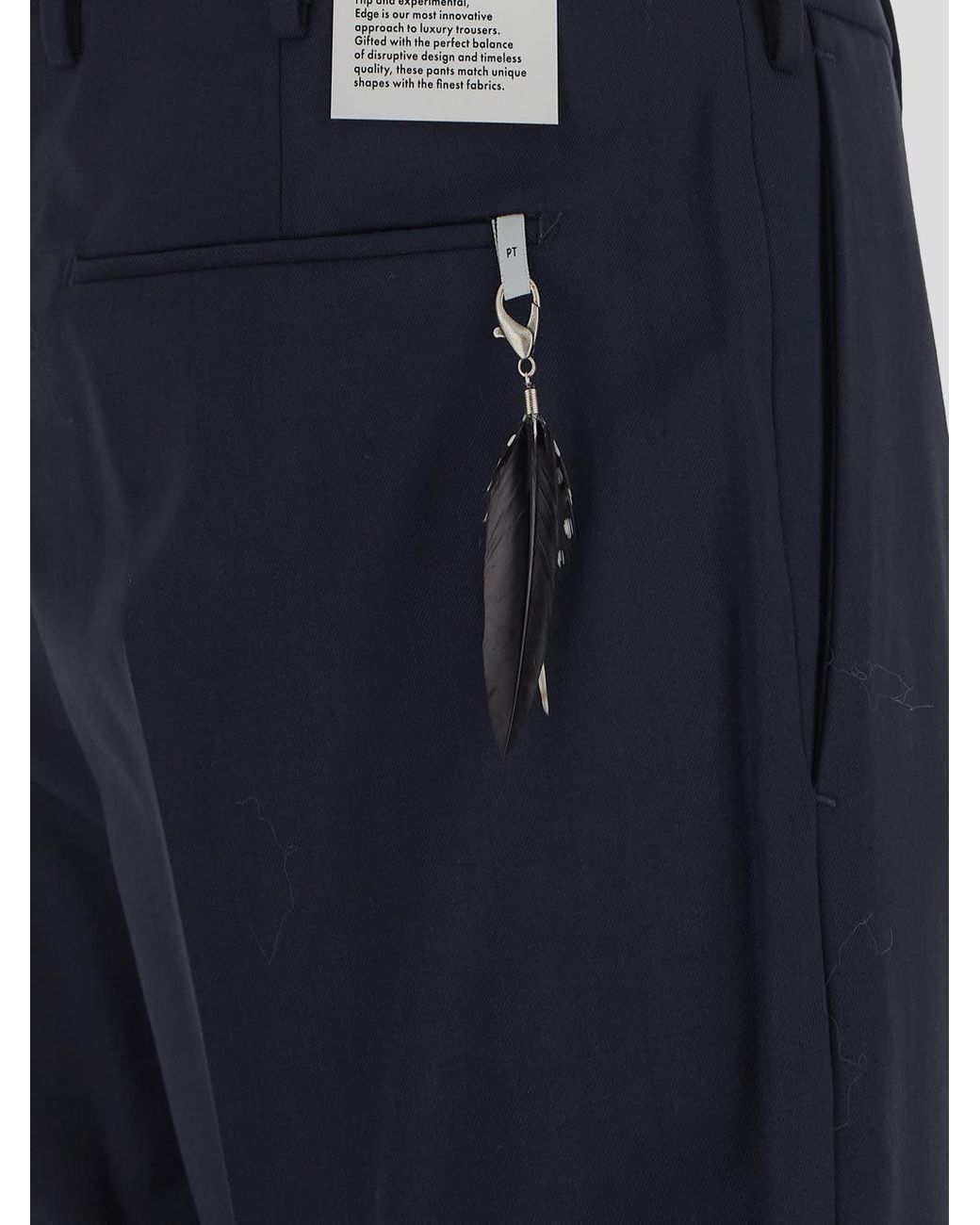 PT01 Blue Pt Torino Dieci Virgin Wool Trousers for men