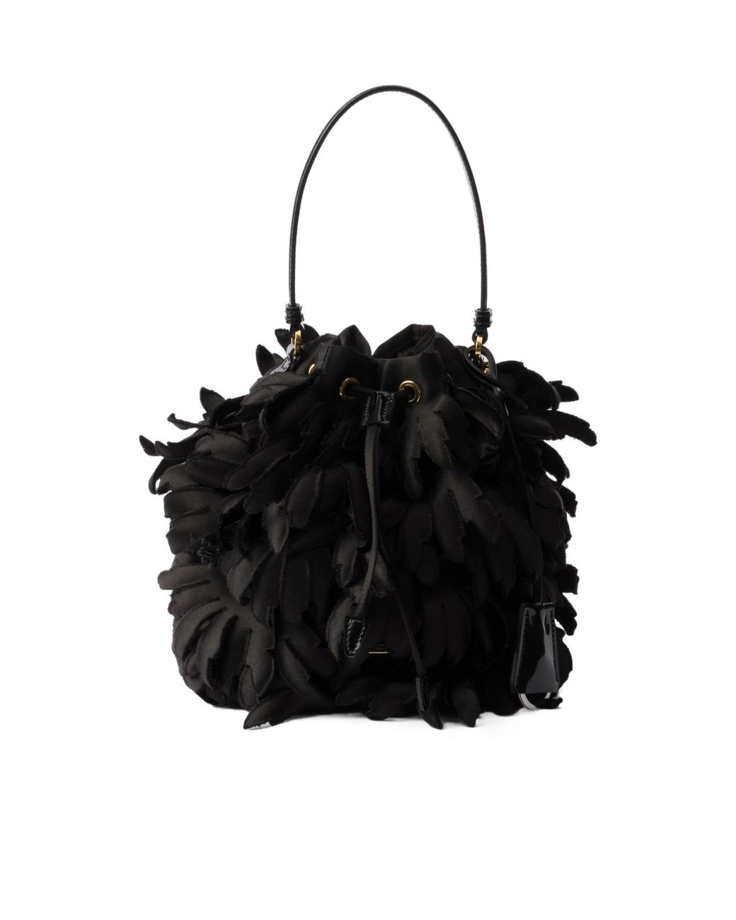 Prada Black Mini Satin And Patent Leather Bag