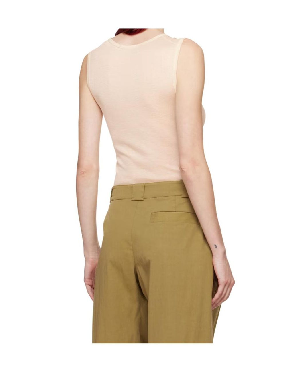 Lemaire White Semi-Sheer Ribbed Knitted Tank Top