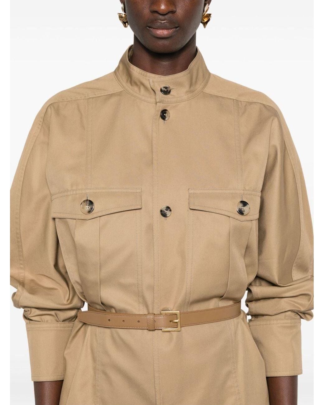 Saint Laurent Green Saharienne Buttoned Long-Sleeved Shirt