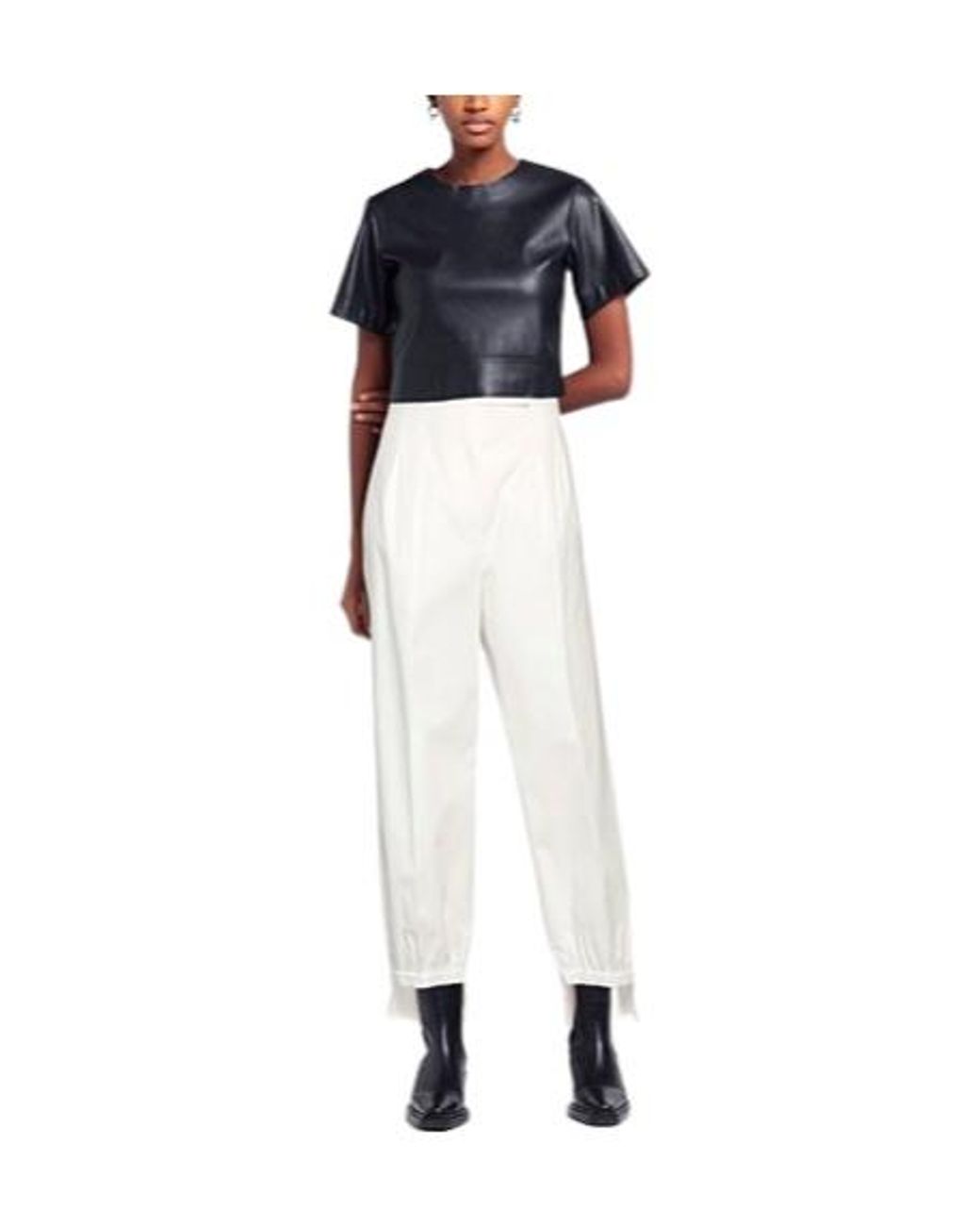 Max Mara White Solid-Color Fabric Pants