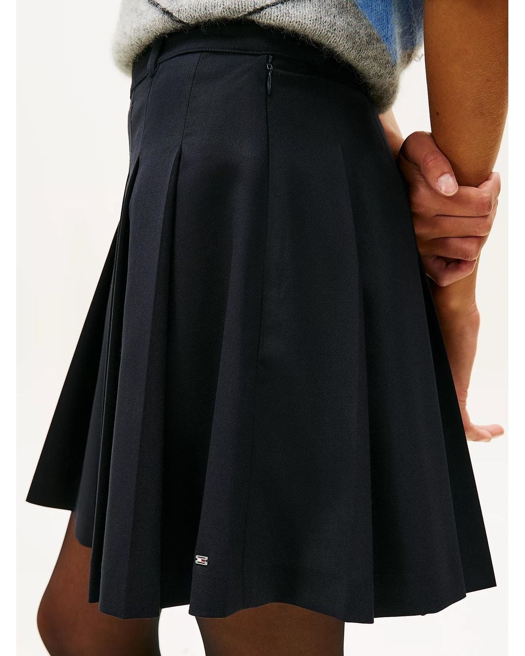 Tommy Hilfiger Black Classic Wool-Blend Pleated Mini Skirt