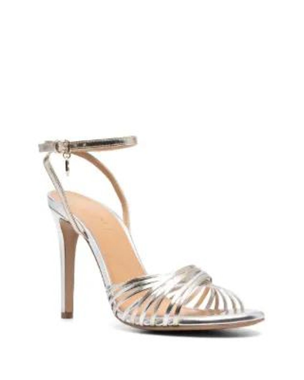 Twinset White Metallic-Effect Calf-Leather Sandals