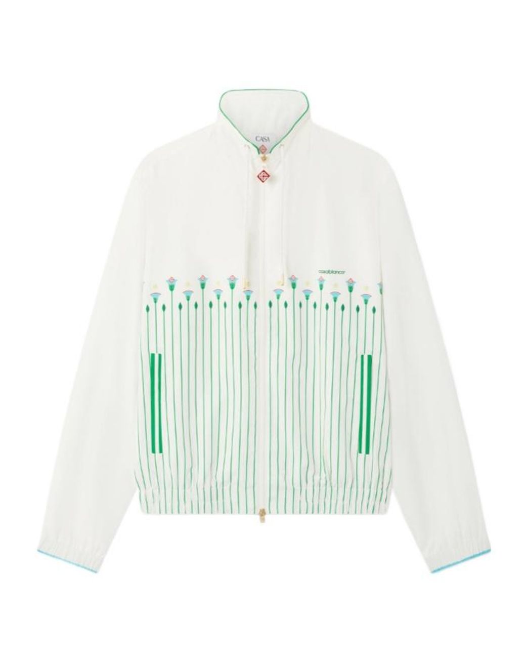 Casablanca Blue Floral Striped Sporty Windbreaker Jacket for men